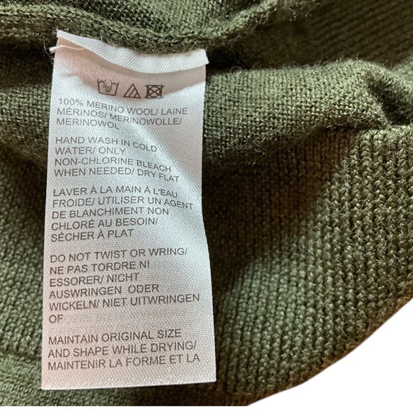 LORD & TAYLOR 100% Extra Fine Merino Wool Vee Neck Sweater Loden Green Sz XL - Picture 7 of 8